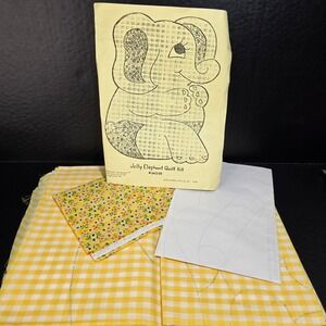 Creature Comforts Jelly Elephant Quilt Kit Nursery Yellow‎ Gingham Vintage 1978